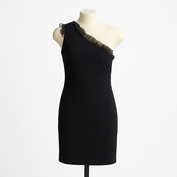 NEW Nordstrom x Maggie London Ruffle One-Shoulder Minidress Sheer Ruffles Sz 14 - Picture 1 of 9